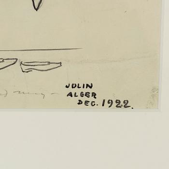 Einar Jolin, ink drawing, signed Jolin and dated Alger dec 1922.