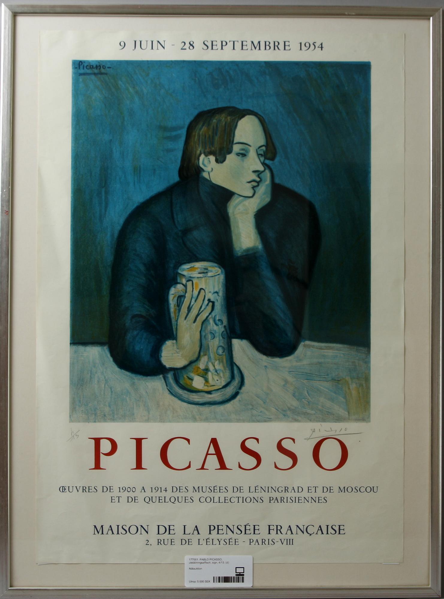 PABLO PICASSO, utställningsaffisch, sign, 4/13.