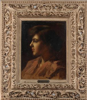 AUGUSTINE ZWILLER, olja på pannå, signerad.