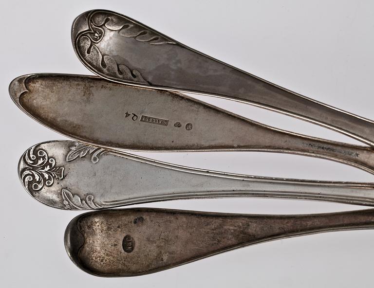 MATSKEDAR, 11 st, silver, 1800-tal. Bl a Johannes Wållers, Linköping 1842-46.