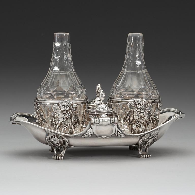 A French 18th century silver cruet-set, marks of Joseph Bouillerot, Paris 1775.