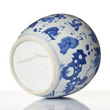 A blue and white 'boys' jar, Qing dynasty, Kangxi (1662-1722).