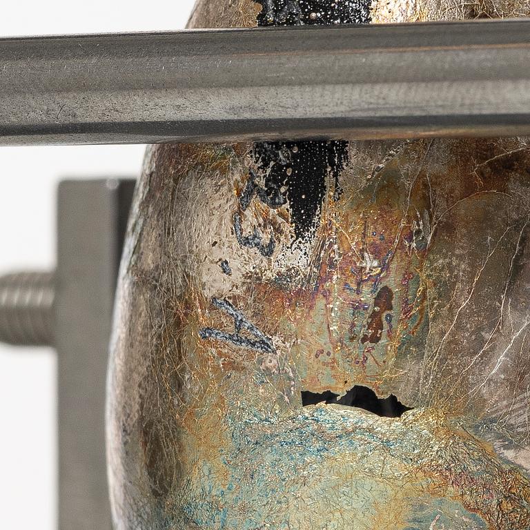 Bertil Vallien, a glass and metal sculpture, "Brains", Kosta Boda, Sweden, limited edition 100, signed.