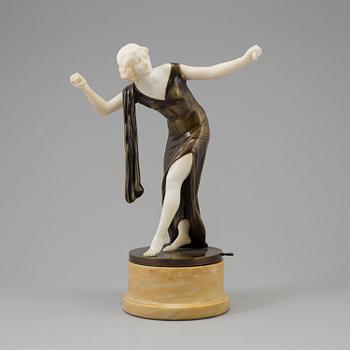 Unknown artist, a 20th century sculpture "Dancer with castanets", patinated bronze on marble bace, signed Blancz.