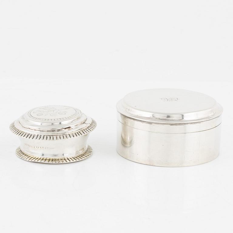 Two Swedish Silver Boxes, 19th century.