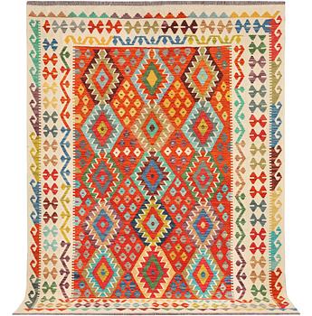 An Afghan Kilim rug, c. 214 x 182 cm.