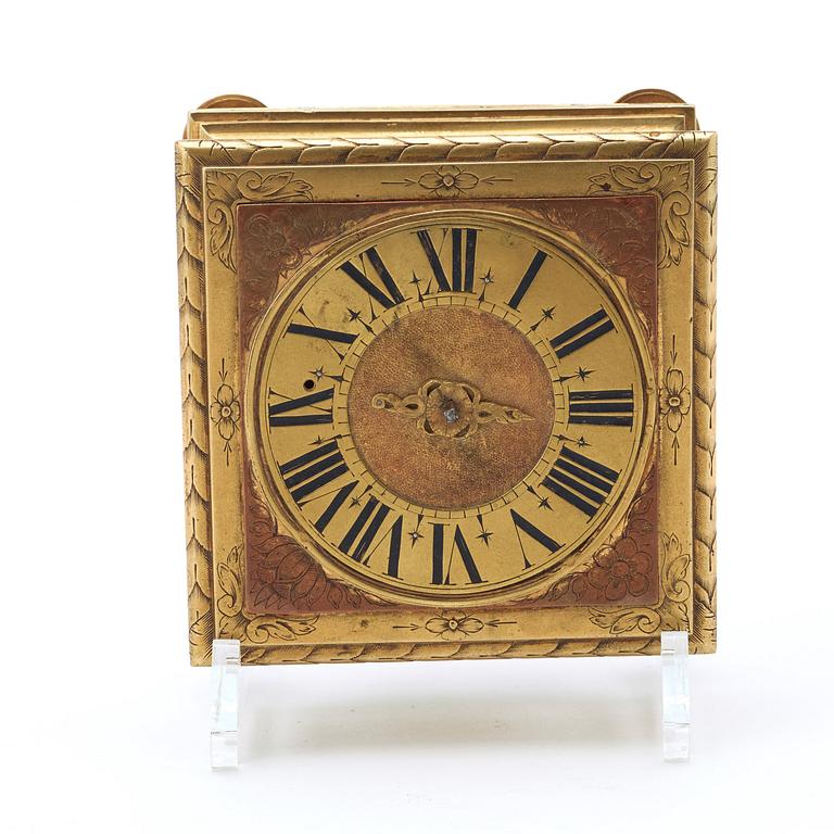 A Baroque 17th century gilt copper table clock.