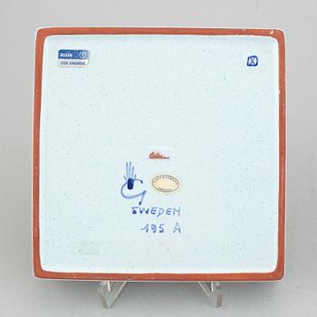 Stig Lindberg, vase and plate, "Karneval", Gustavsberg.