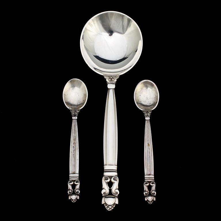 BESTICK, 3 delar, silver, "Konge", Johan Rohde, Georg Jensen. Vikt 44 g.