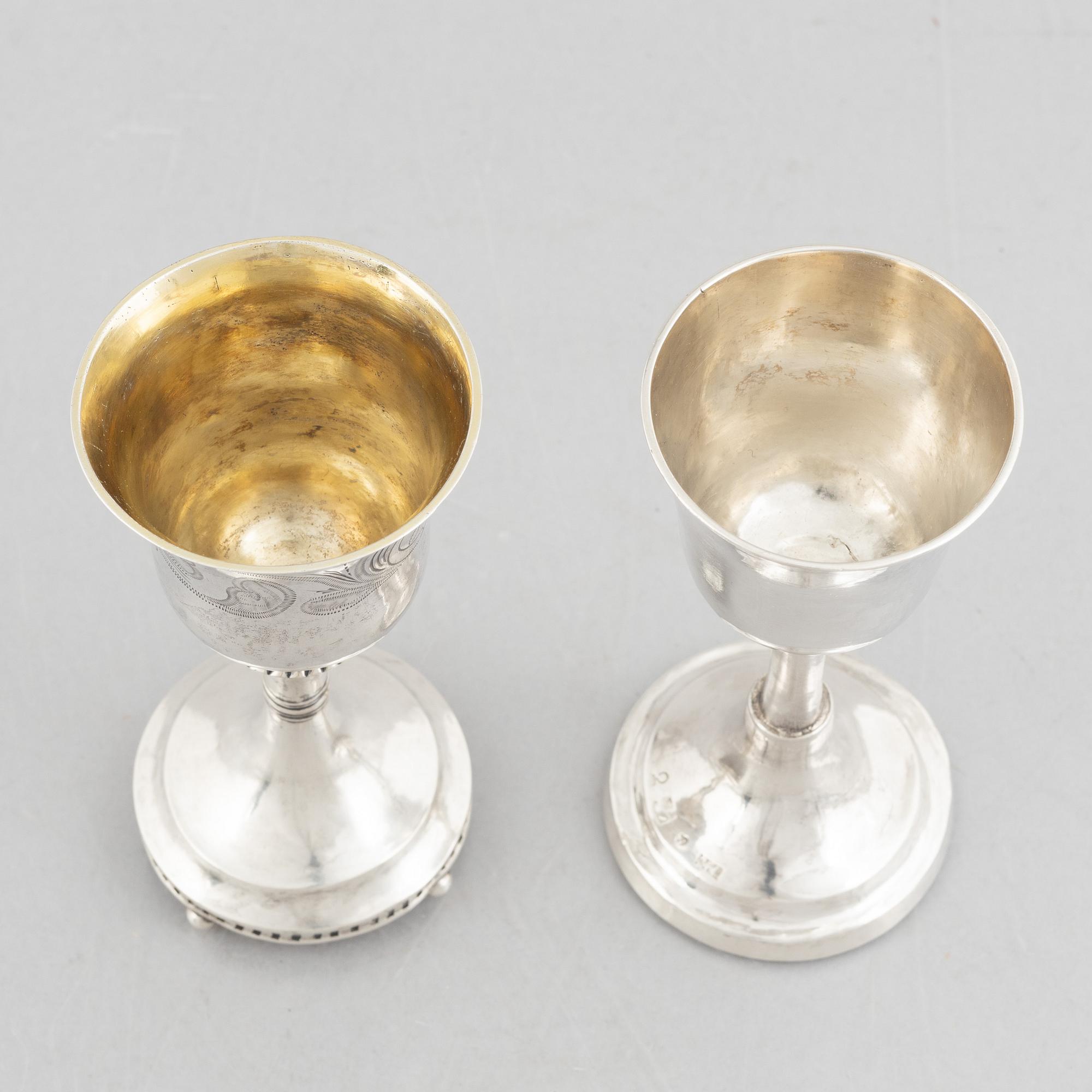Supkalkar, 2 st, silver, Sverige, 1800-talets början.