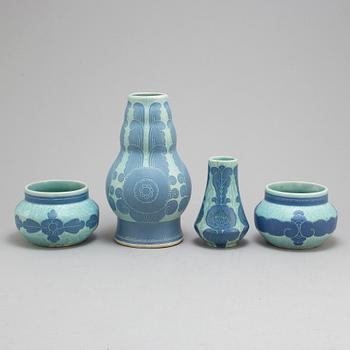 JOSEF EKBERG, four ceramic 'Sgrafitto' vases from Gustavsberg, 1919-22.