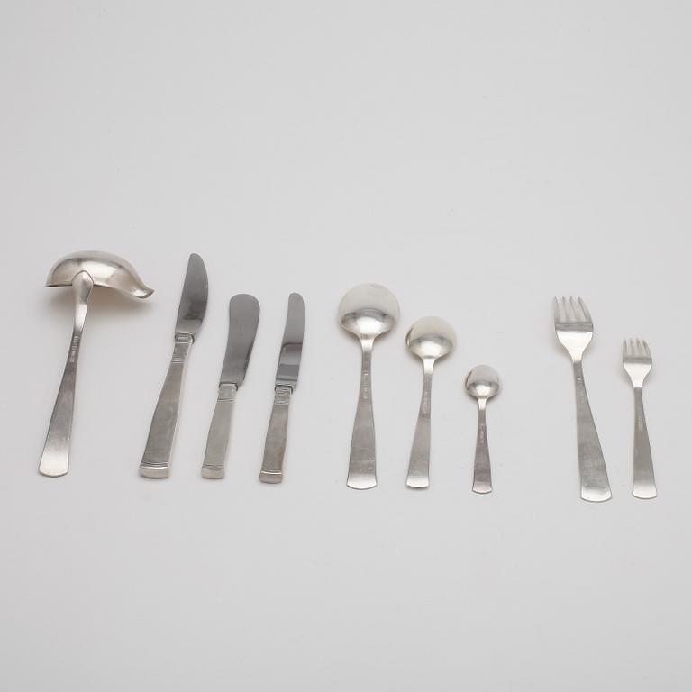 BESTICKSERVIS, silver, 89 delar, "Rosenholm", Jacob Ängman, GAB, Eskilstuna, bla 1974. Vikt ca 1638g.