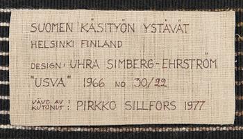 UHRA-BEATA SIMBERG-EHRSTRÖM, a rug/ ryarug for Friends of Finnish Handicraft. Circa 145x125 cm.