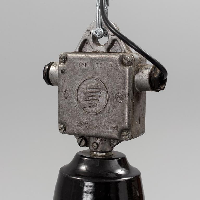 A mid 20th century metal ceiling light. Height ca 55 cm.