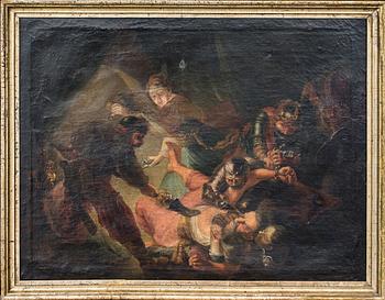 REMBRANDT HARMENSZ VAN RIJN, copy after. Oil on canvas. 17/18th century. Engraved signature Rosa.