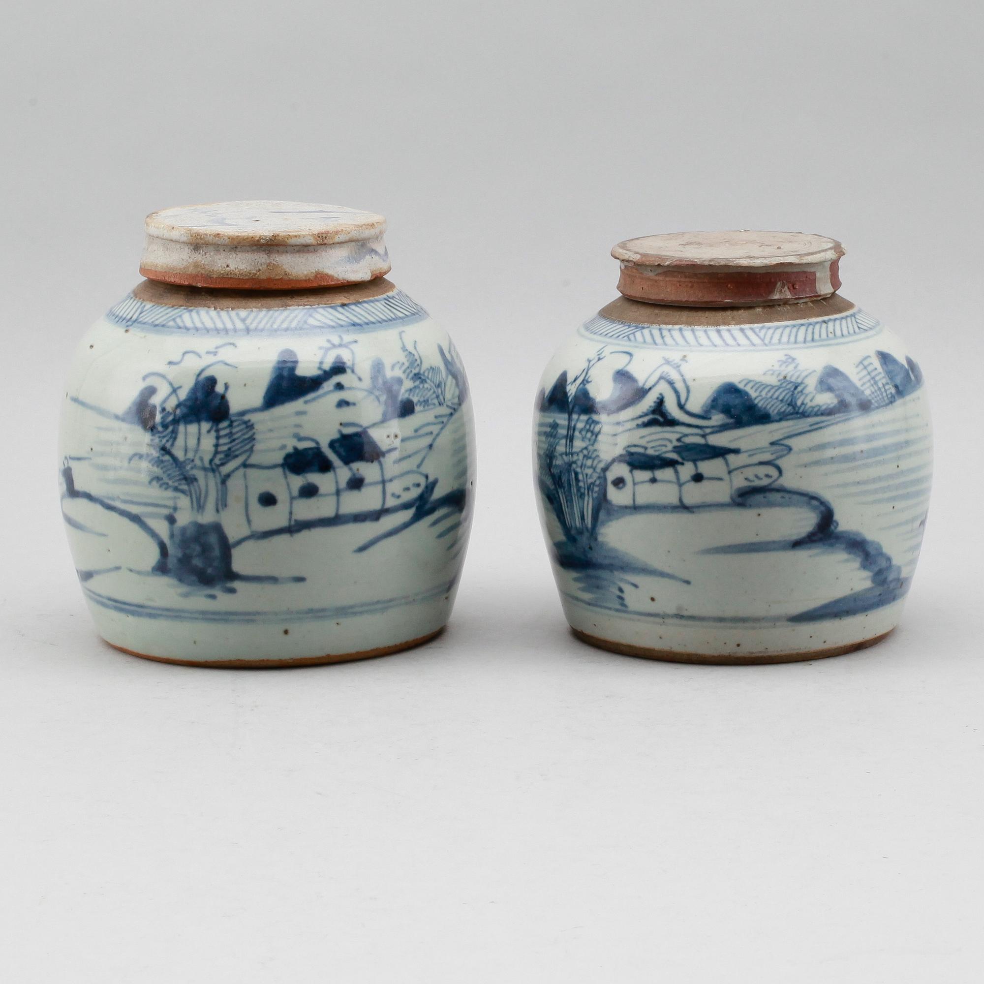BOJANER, 2 st, porslin, Kina, 1800-tal.