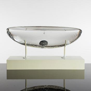 A GLASS SCULPTURE, boat, Bertil Vallien, Kosta Boda.