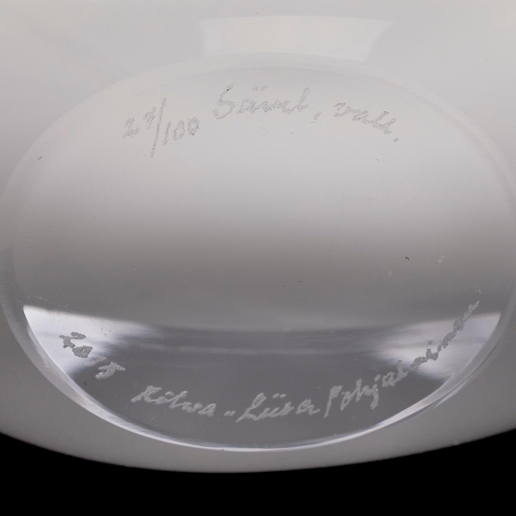 Ritva-Liisa Pohjalainen, A glass vase, signed 2015 Ritva-Liisa Pohjalainen 27/100.