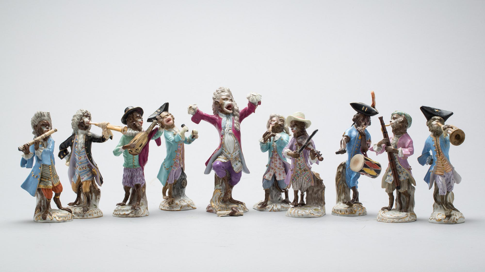 A monkey orchestra, "Affenkapelle", Meissen, late 19th Century.