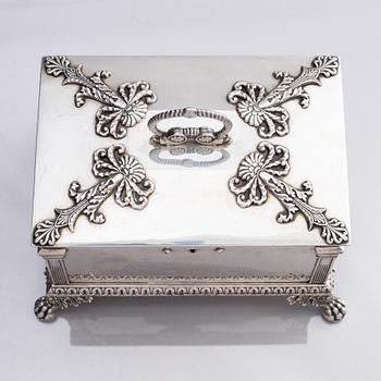 A Swedish 19th century silver sugar-casket, mark of Adolf Zethelius, Stockholm 1826.