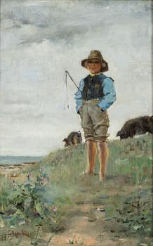 Carl Aspelin, olja på pannå, signerad och daterad 1881.