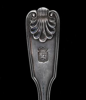 PARTI BESTICK, 10 delar, silver, Bla Eric Ramstedt, Härnösand. Sverige 1800-tal. Totalvikt ca 400 gram.