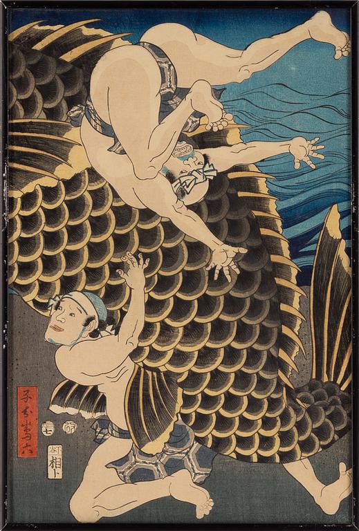 Utagawa Kunisada (Toyokuni III), a coloured diptych, Japan, 19th century.