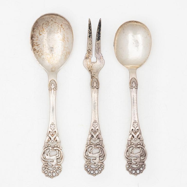 Serving cutlery, 3 pieces, silver, Norway.