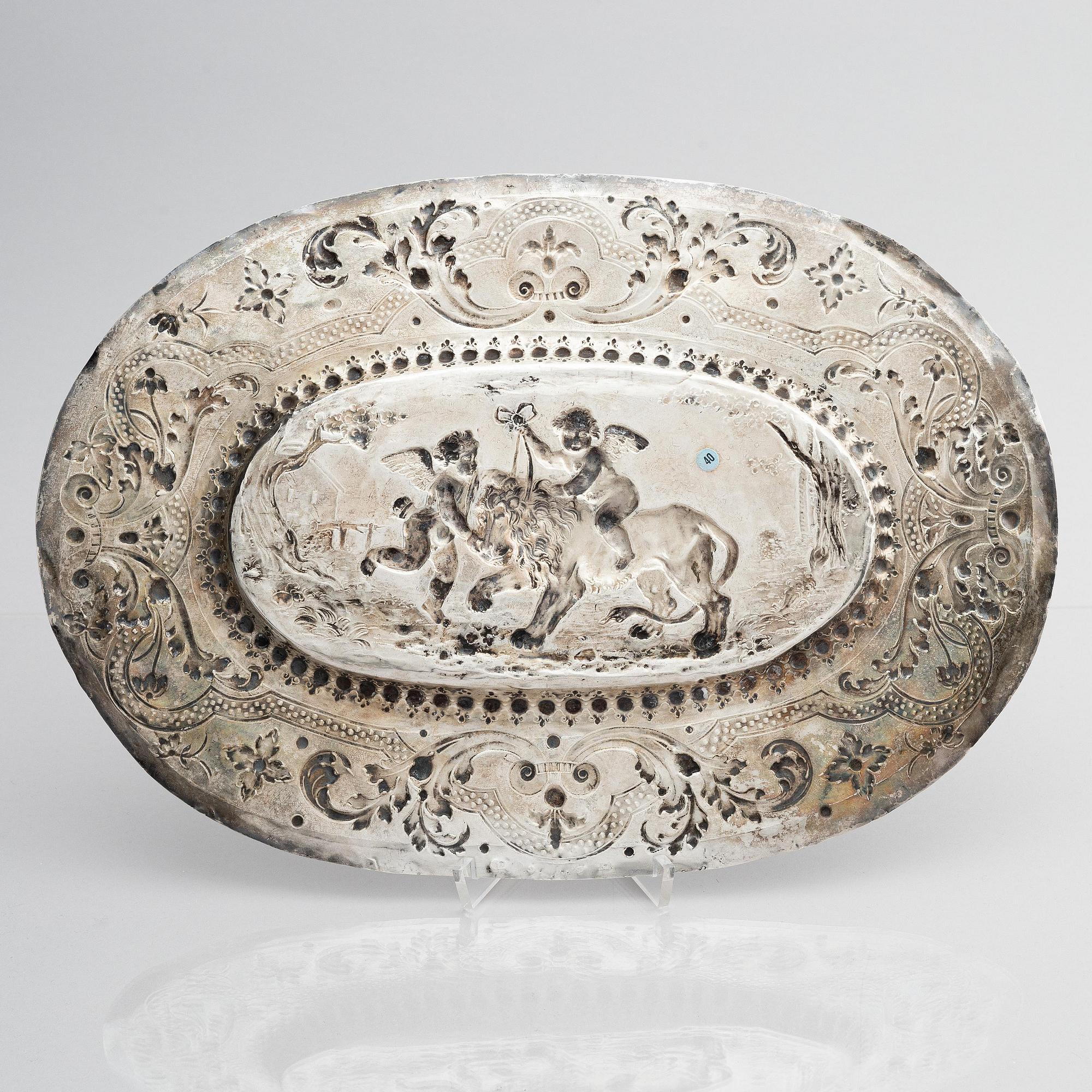 Presenterfat, silver, oidentifierad mästare, Danzig 1670-1700. Barock.