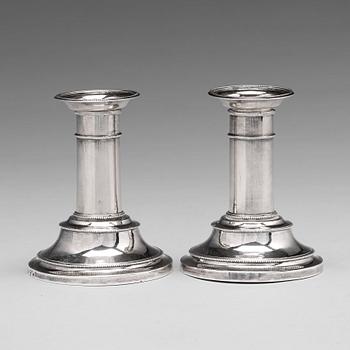 110. A pair of Swedish Gustavian silver candlesticks, marks of Sven Olson, Ängelholm 1803.