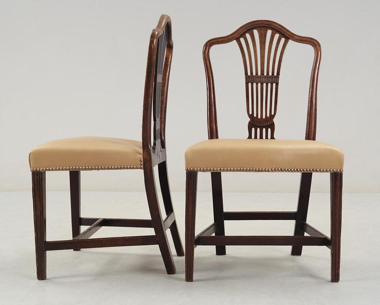 Six English 18th century chairs.