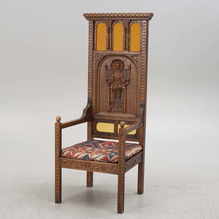 A historic style armchair/throne chair, late 19th century.