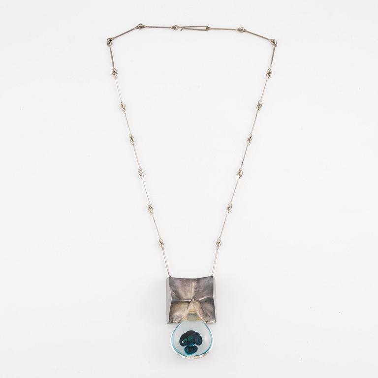 Björn Weckström necklace "Big drop" sterling silver and acrylic for Lapponia.