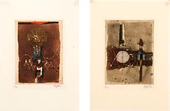 Johnny Friedlaender, 2 works Untitled.