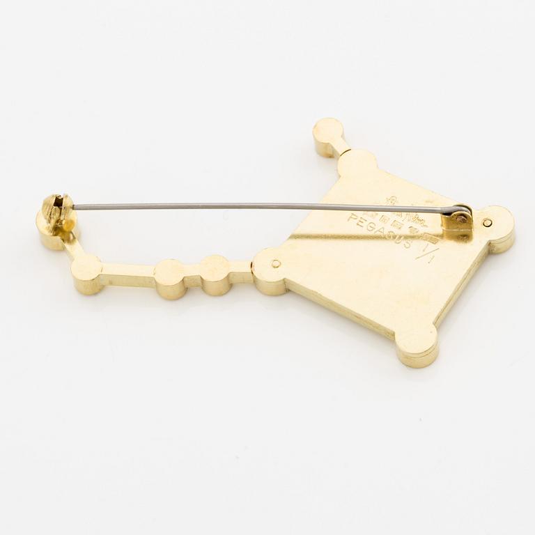 Wiwen Nilsson, brosch, 18K guld, i form av stjärnbilden Pegasus, Lund 1967.