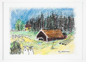 Stig (Slas) Claesson · STIG CLAESSON, pastell, signerade.