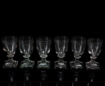 A set of six wine glasses, early 19th century.