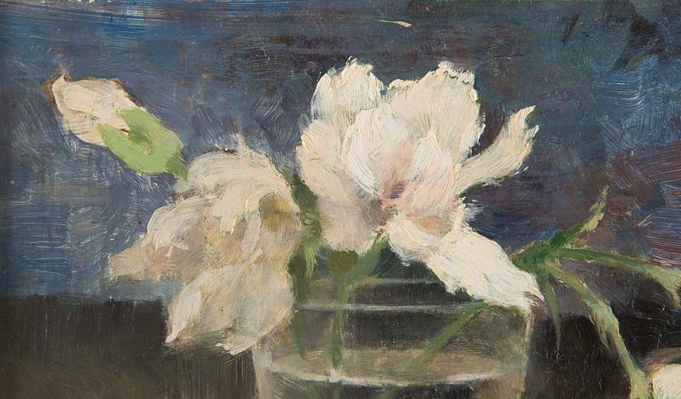 Helene Schjerfbeck, Carnations in a Glass of Water.