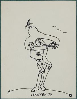 Hans Viksten, 4 framed indian ink drawings, signed and dated -70, -72, -74, -78.