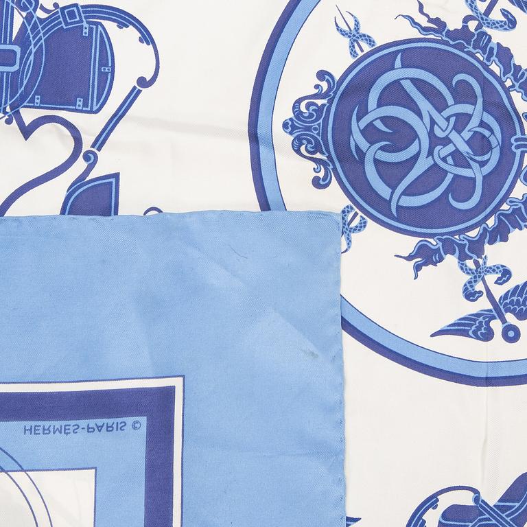 Hermès, two silk scarves.