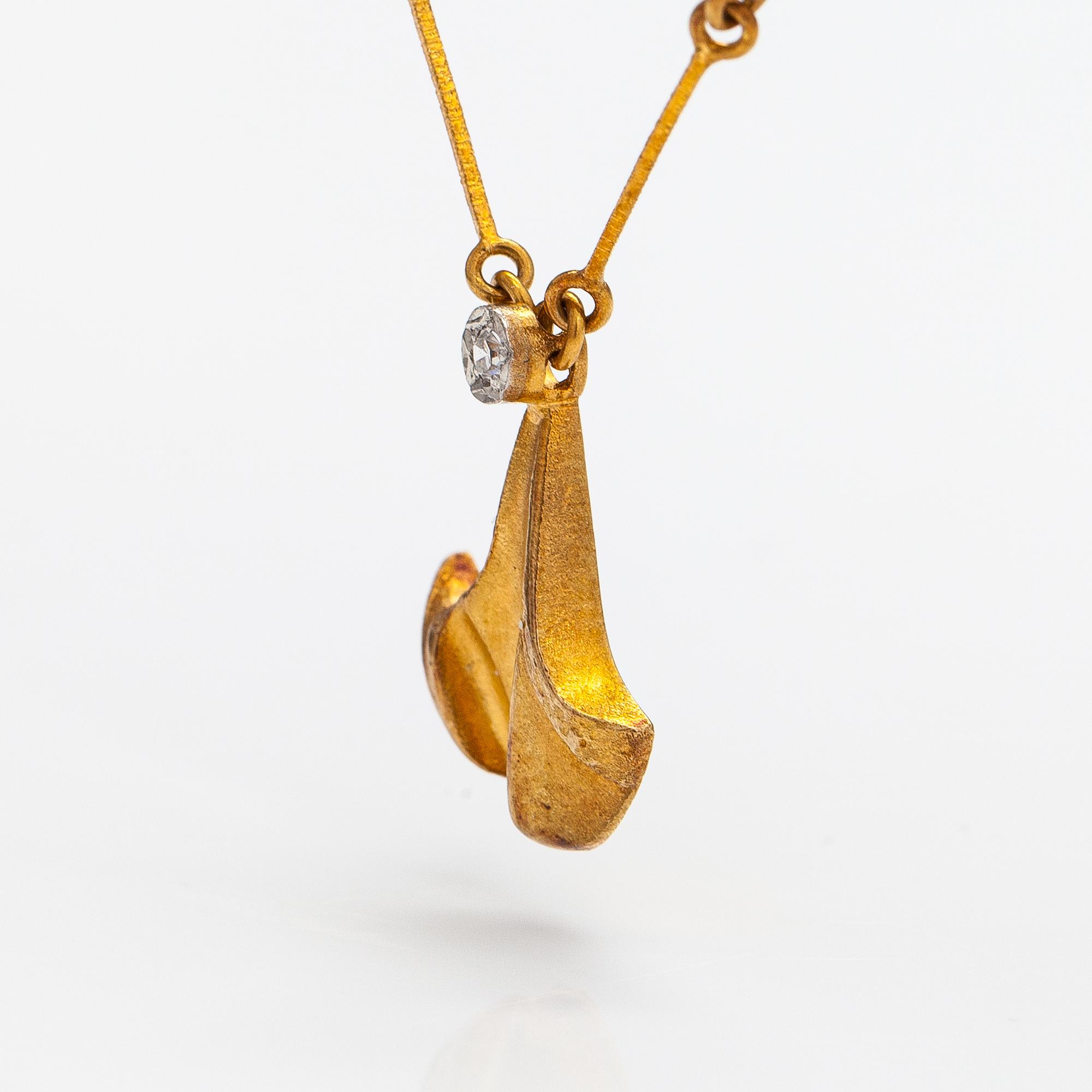 Björn Weckström, Kaulakoru "Hermonie", 18K kultaa, timantti n. 0.02 ct. Lapponia 1979.