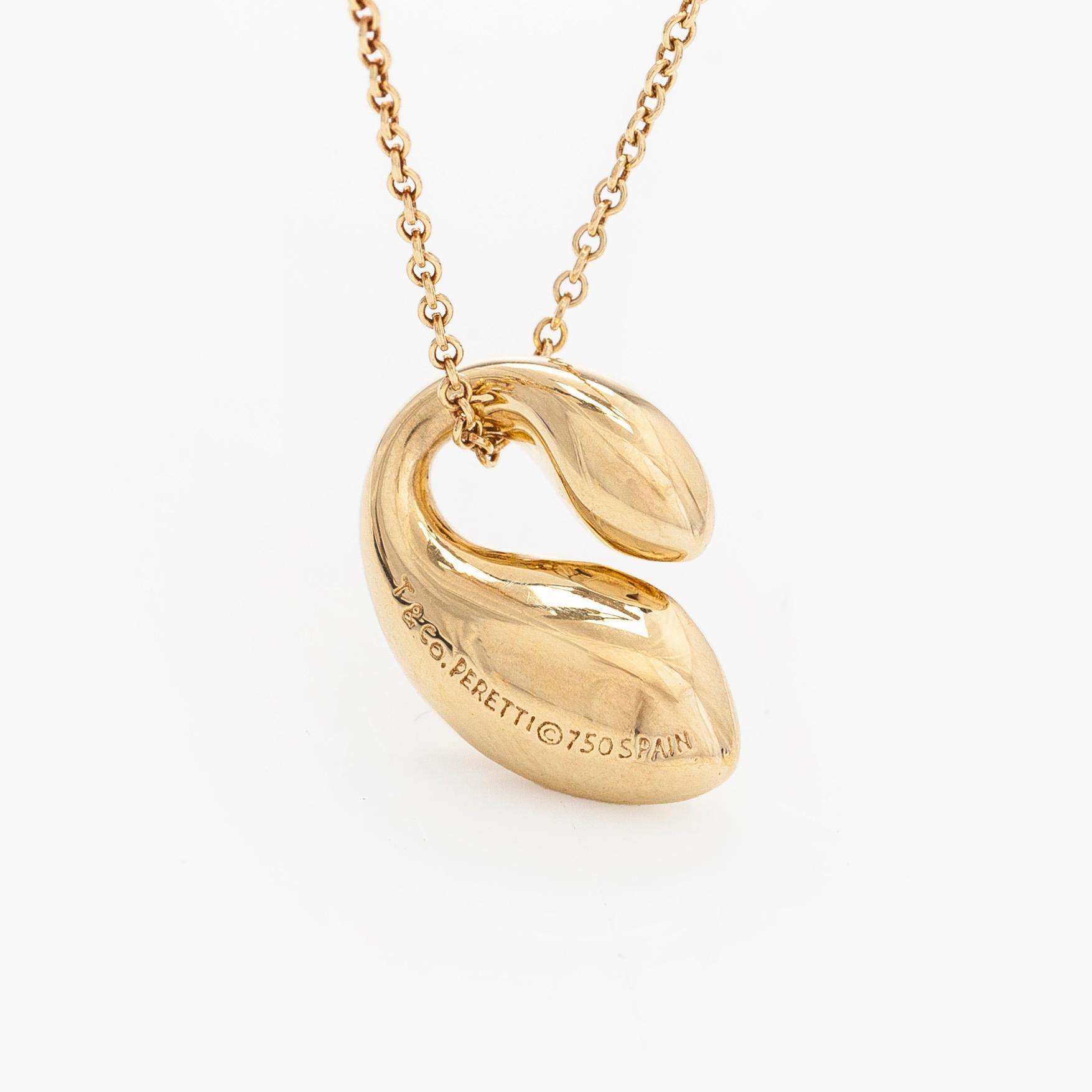 Tiffany & Co, Elsa Peretti, an 18K gold 'Double Teardrop' necklace.