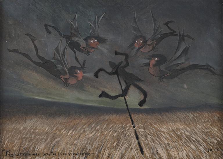 Ivar Arosenius, "Fågelskrämman och de fyra vindarne" (The scarecrow and the four winds).