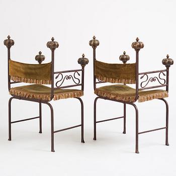 A pair of presumably Spanish armchairs, 19th century.