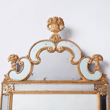 A Swedish late Baroque mirror in the manner of Burchardt Precht (active in Stockholm 1674-1738).