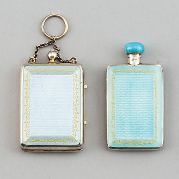 Five silver and enamel accessories, including David Andersen, Norway early 20th century.