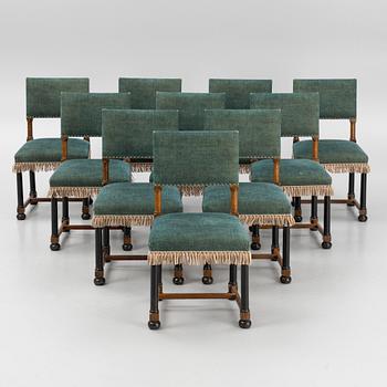 Ten Baroque style chairs, Sweden, 1920's.