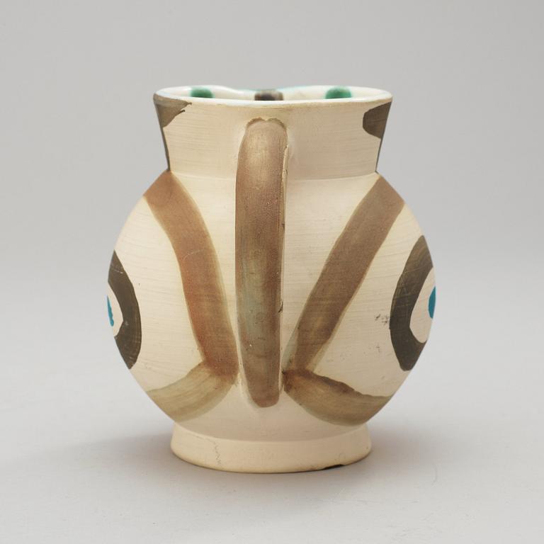 A Pablo Picasso 'Petite chouette' faience pitcher, Madoura, Vallauris, France.