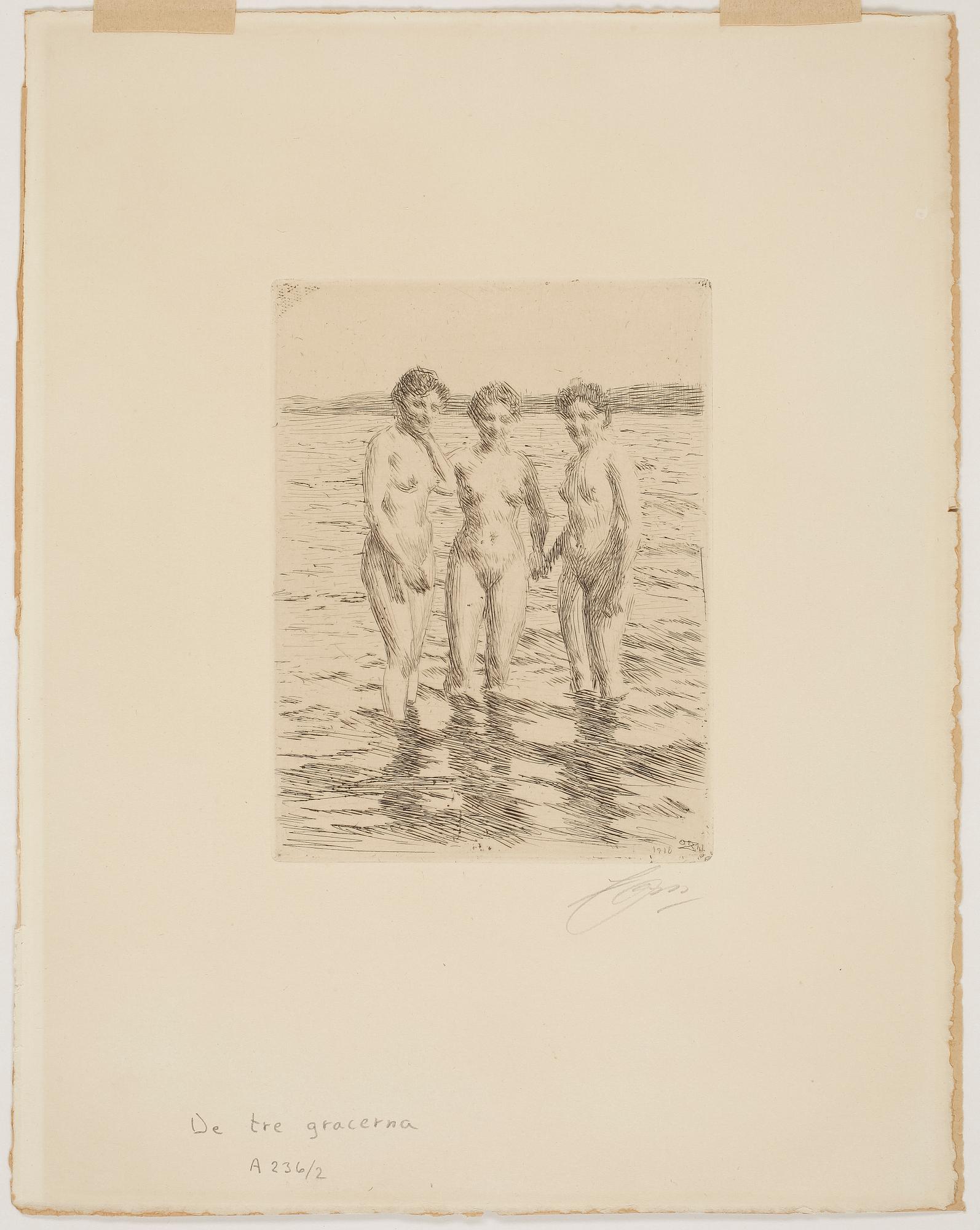 ANDERS ZORN, etsning, signerad med blyerts. Utförd 1910.