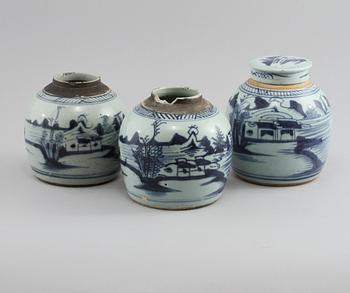 BOJANER, 3 st, porslin, Kina, 1800-tal.